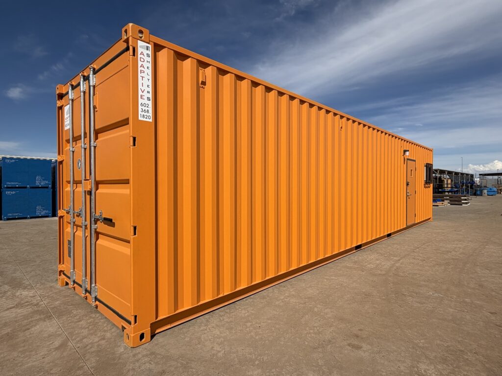 40 foot container office and storage combo exterior, angled view